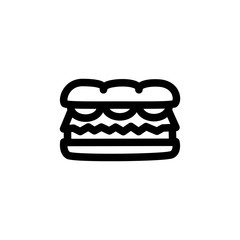Big Sandwich for Breakfast Foods Icon Vector Illustration. Outline Style.