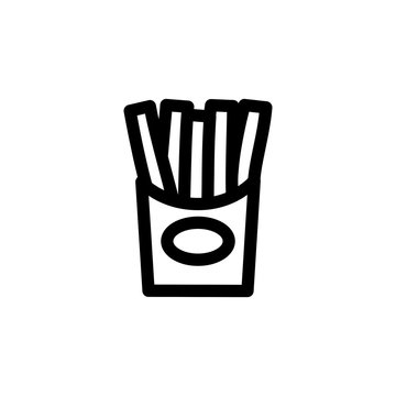 Potato French Fries Foods Icon Vector Illustration. Outline Style.