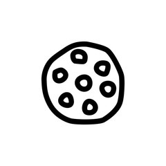 Chocolate Chips Cookies Foods Icon Vector Illustration. Outline Style