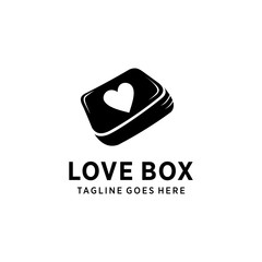 Illustration of a love box sign logo design template.