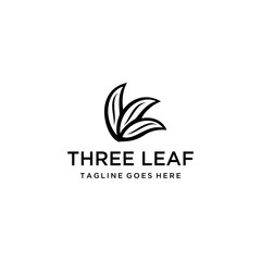 Modern natural three leaf icon design logo concept icon template