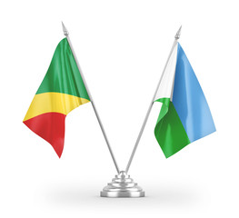 Djibouti and Congo table flags isolated on white 3D rendering