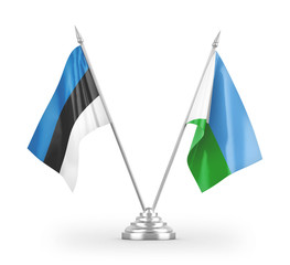 Djibouti and Estonia table flags isolated on white 3D rendering