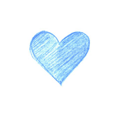 Hand drawn colored pencil stroke heart texture love. Romantic background of Valentine's day. Red, pink, blue