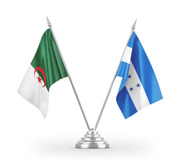 Honduras and Algeria table flags isolated on white 3D rendering