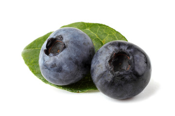 Obraz premium Blueberries and leaf
