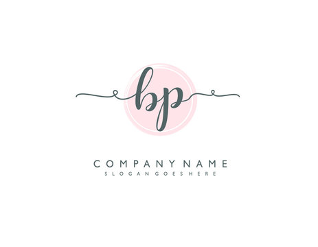 BP initial letter elegant handwriting logo collection