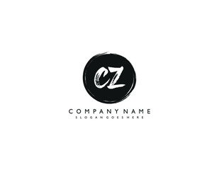 CZ initial letter elegant handwriting logo collection - obrazy, fototapety, plakaty