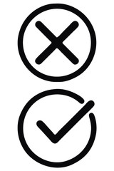 black tick and cross icon