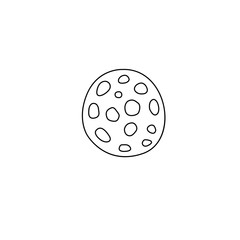 Moon, planet, satellites, space object. Design element, icon on the theme of cosmos, UFO. Doodle vector illustration