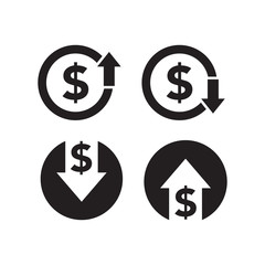 Obraz premium INCREASE AND DECREASE DOLLAR ICON, DOLLAR UP AND DOWN