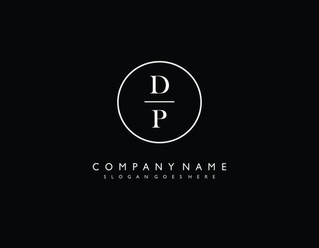 DP initial letter elegant handwriting logo collection