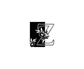 Initial Z letter with leaves Line And Square Shape  logo Icon. 