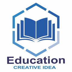 Logo with education book with elegant graduation people and student in school
