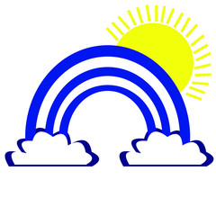 illustration of icon with clouds and rainbow