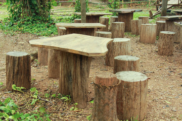 Fototapeta premium wooden chair in the garden