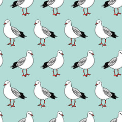 Vector seamless pattern with seagulls