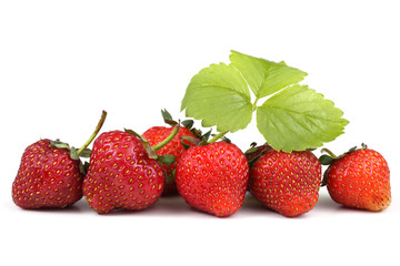 Strawberries and leaf