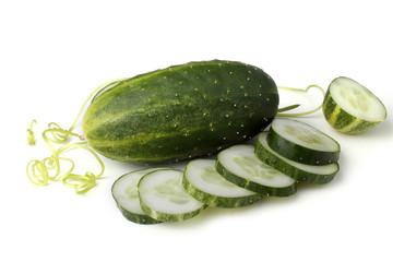 Cucumber, slices and tendril