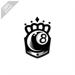 Billiard 8 ball queen logo design. Scalable and editable vector.	