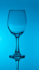 creative wine glass photography with blue background