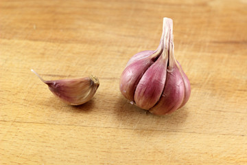 Garlic and clove on board