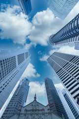 Obraz na płótnie Canvas low angle view of singaproe financial buildings 