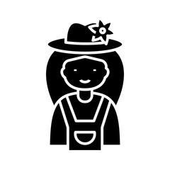 Garden worker black icon, concept illustration, vector flat symbol, glyph sign.