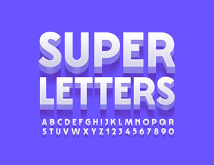 Vector Super Letters and Numbers. 3D modern Font. Trendy Uppercase Alphabet