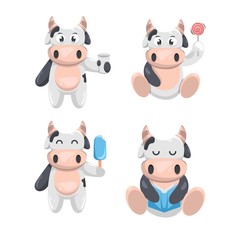 cute happy cow cartoon vector design