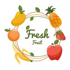 Fresh fruit cartoon design vector