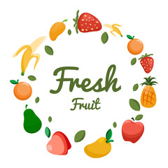 Fresh fruit cartoon design vector