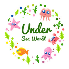 under sea world design vector collection