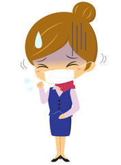 受付嬢　マスク　風邪