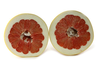 Two halves of pomelo