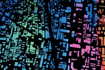 Hologram Building Wireframe city Futuristic Digital cityscape 3d rendering