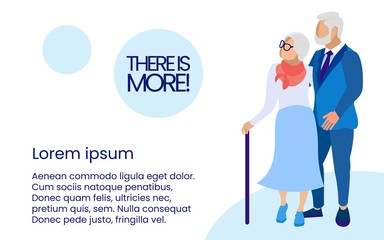 Elderly Man and Woman with Cane on White Background. Insurance Policy. Vector Illustration. Reliable Protection. Advertising Image. Halp Insurance Company. Insurance Program for Elderly.