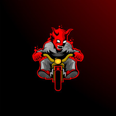 Motorcycle Club Devil Logo Vector Icon Illustration