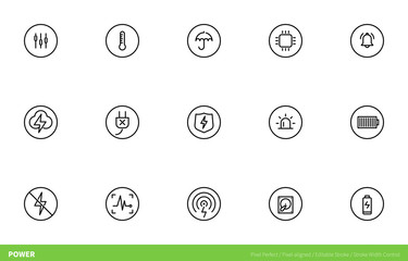 Power Icon - pixel-aligned, Pixel Perfect, Editable Stroke, Easy Scalablility.