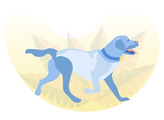 Lively Labrador Retriever Walking in Park or Woods