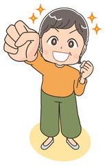 男性 父 おじさん マンガ アニメ イラスト 私服 カジュアル Wall Mural よぴんこ Yopinco