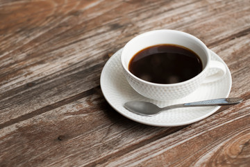 black coffee in the classic white luxury coffee cup