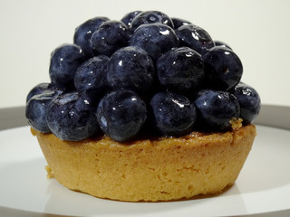 Blueberry almond tart with custard filling