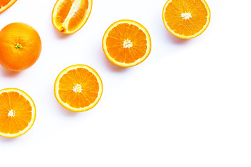 High vitamin C, Juicy and sweet. Fresh orange fruit on white.