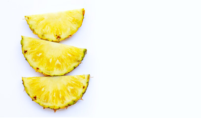 Fresh pineapple on white background.