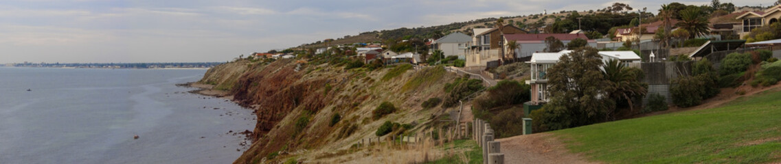 Fototapeta na wymiar Hallett Cove Houses by the Beach Panorama, South Australia