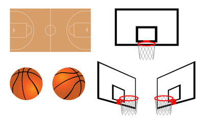 Illustration of basketball and goal