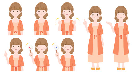 主婦 女性のポーズセット