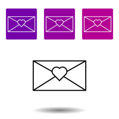 declaration of love, letter with heart icon . Simple outline vector of Love purple set for UI and UX, website or mobile application