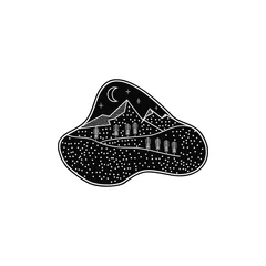 Selbstklebende Fototapeten mountain night view abstract badge logo design © shikatso